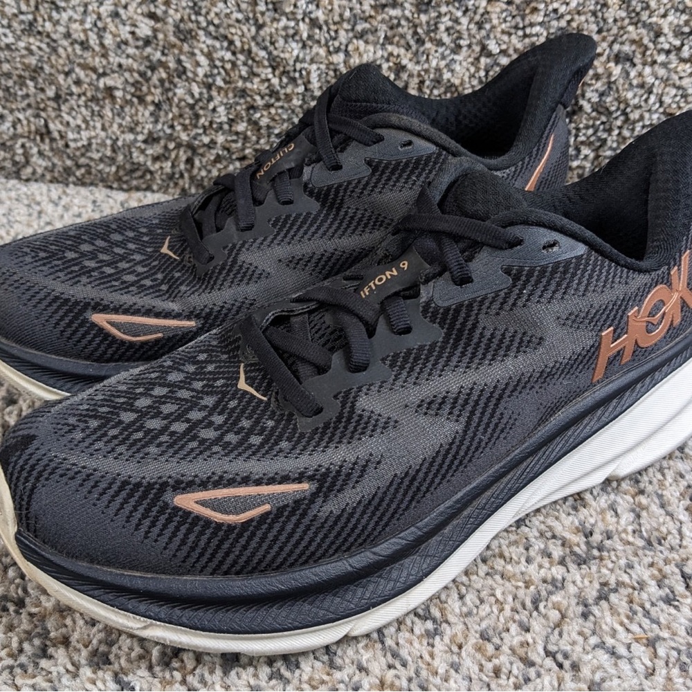 Hoka Women's Black and Tan Running Shoes